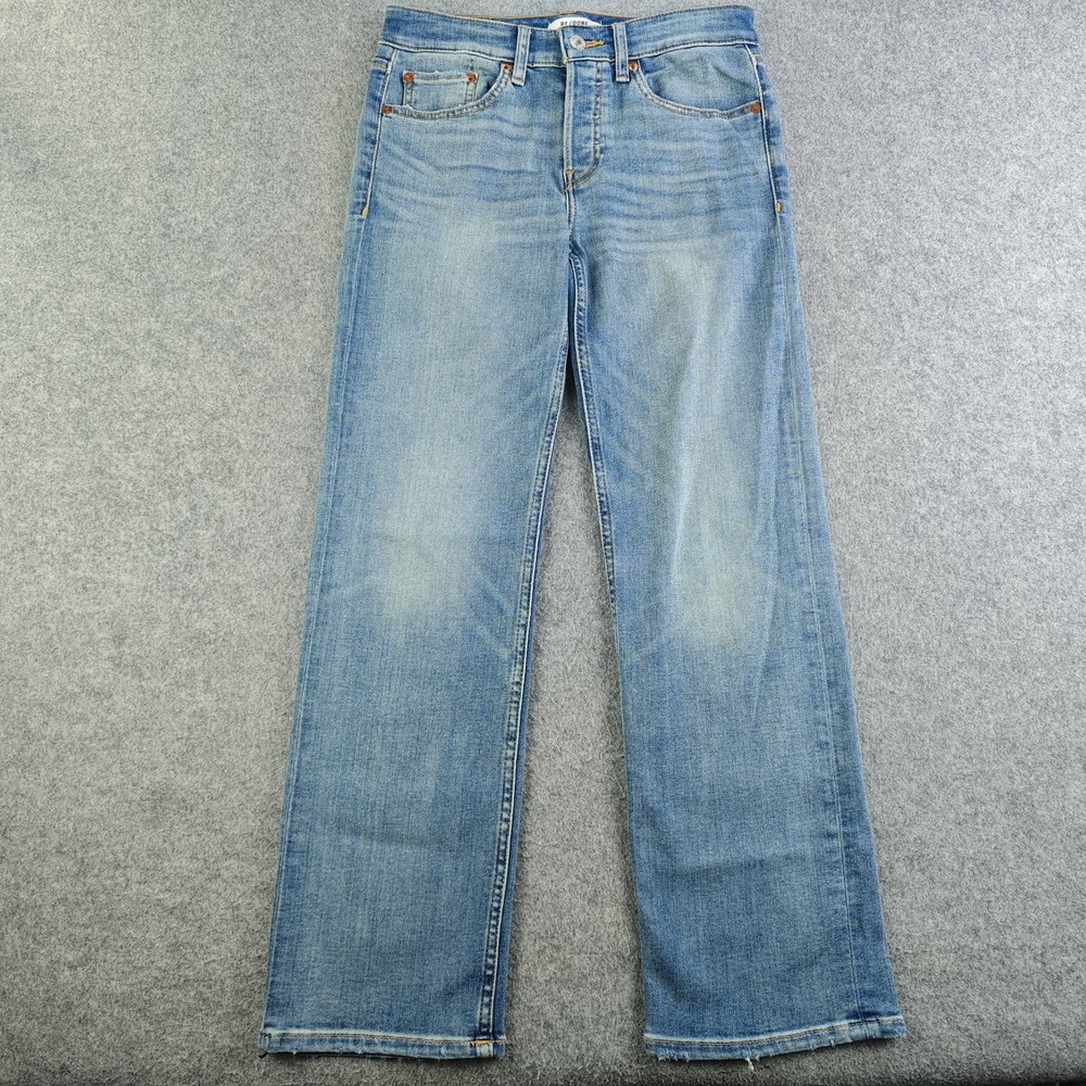 Re/Done Jeans Women's 27x29 Slim Straight Crop 20+- Blue Medium Wash Mid Rise